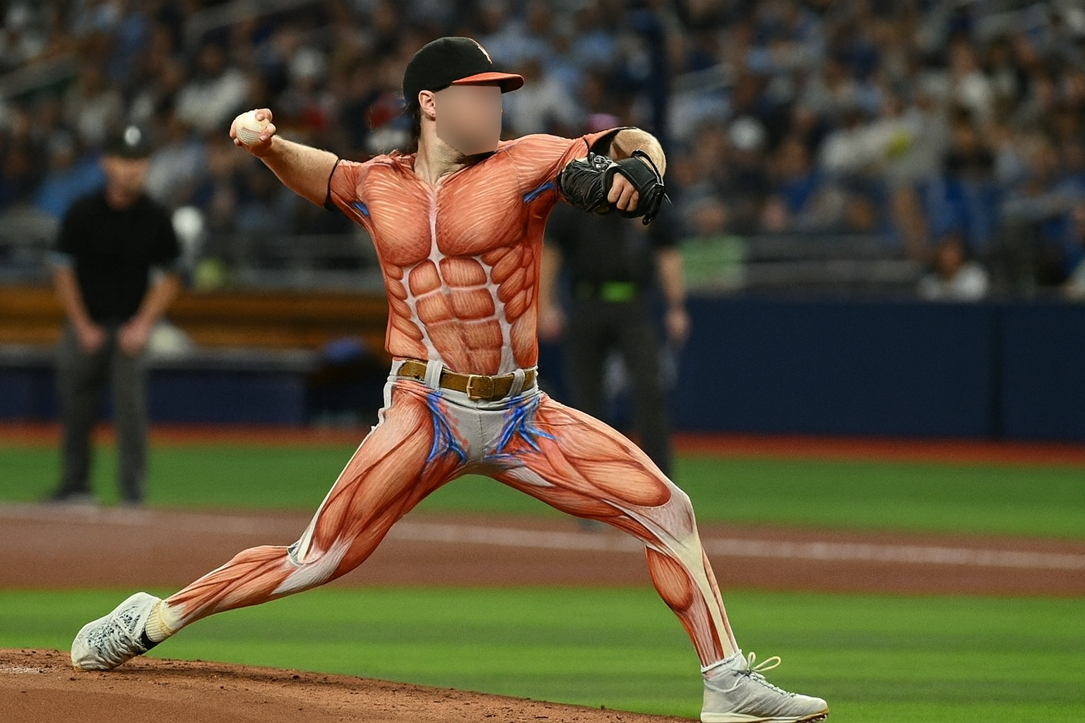 Baseball player hitting ball