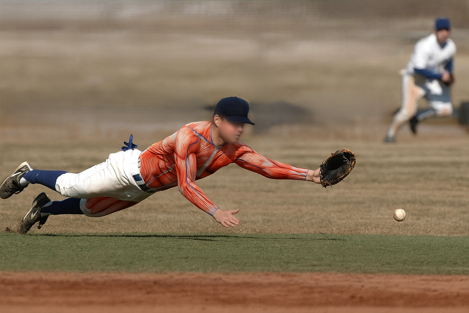 Baseball action in field